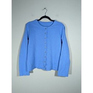 Hanna Andersson Blue Button Up Long Sleeve Cotton Jacket Kids Size M
